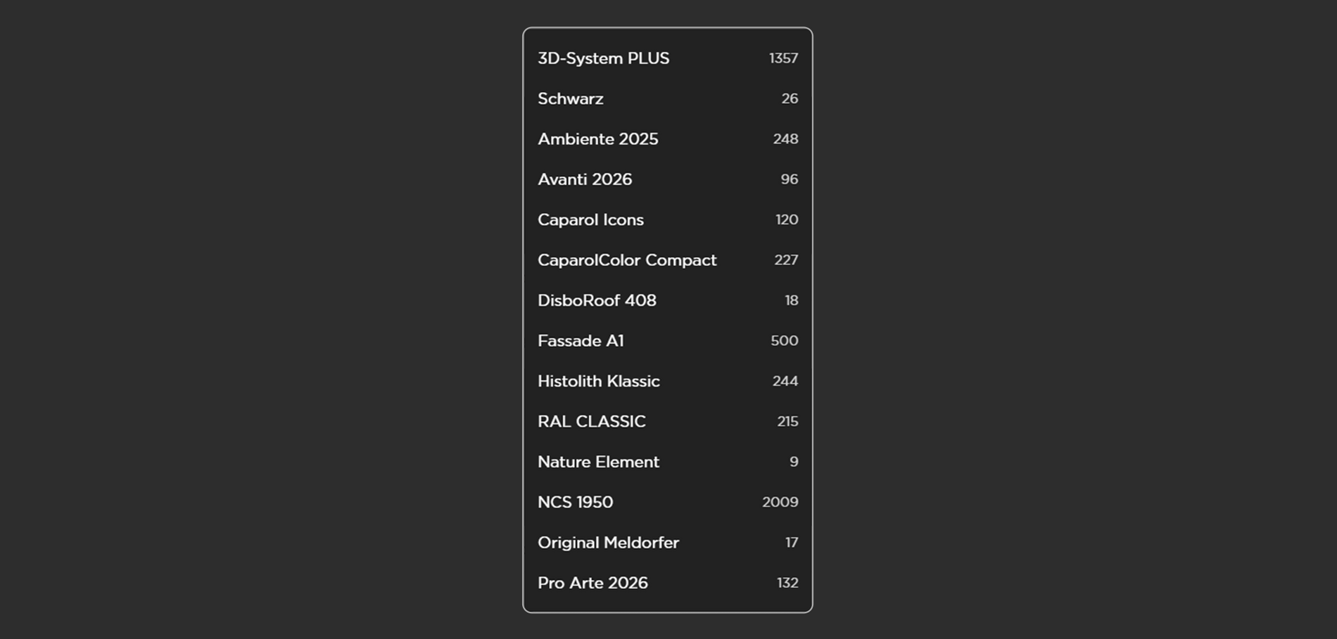 Screen Beispiel: Große Farbton- und Oberflächenvielfalt